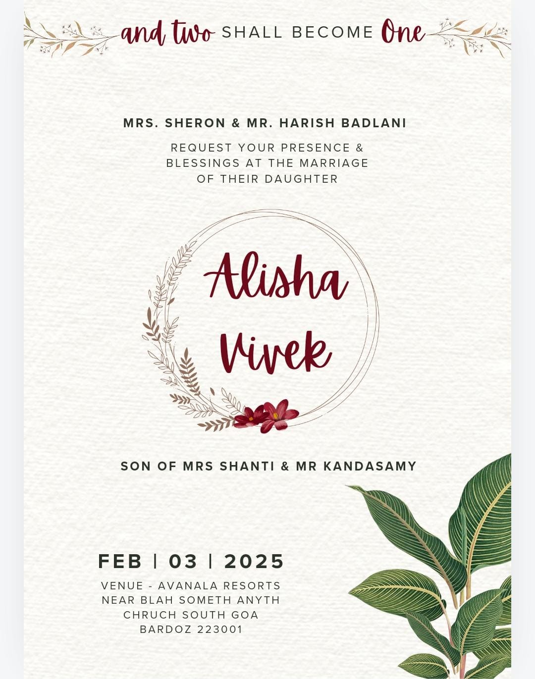 Alisha Weds Vivek